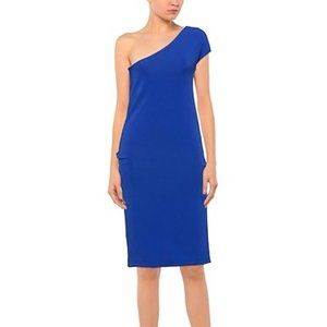 Sportmax Royal Blue Jersey One Shoulder Short Dress Sz M NWT